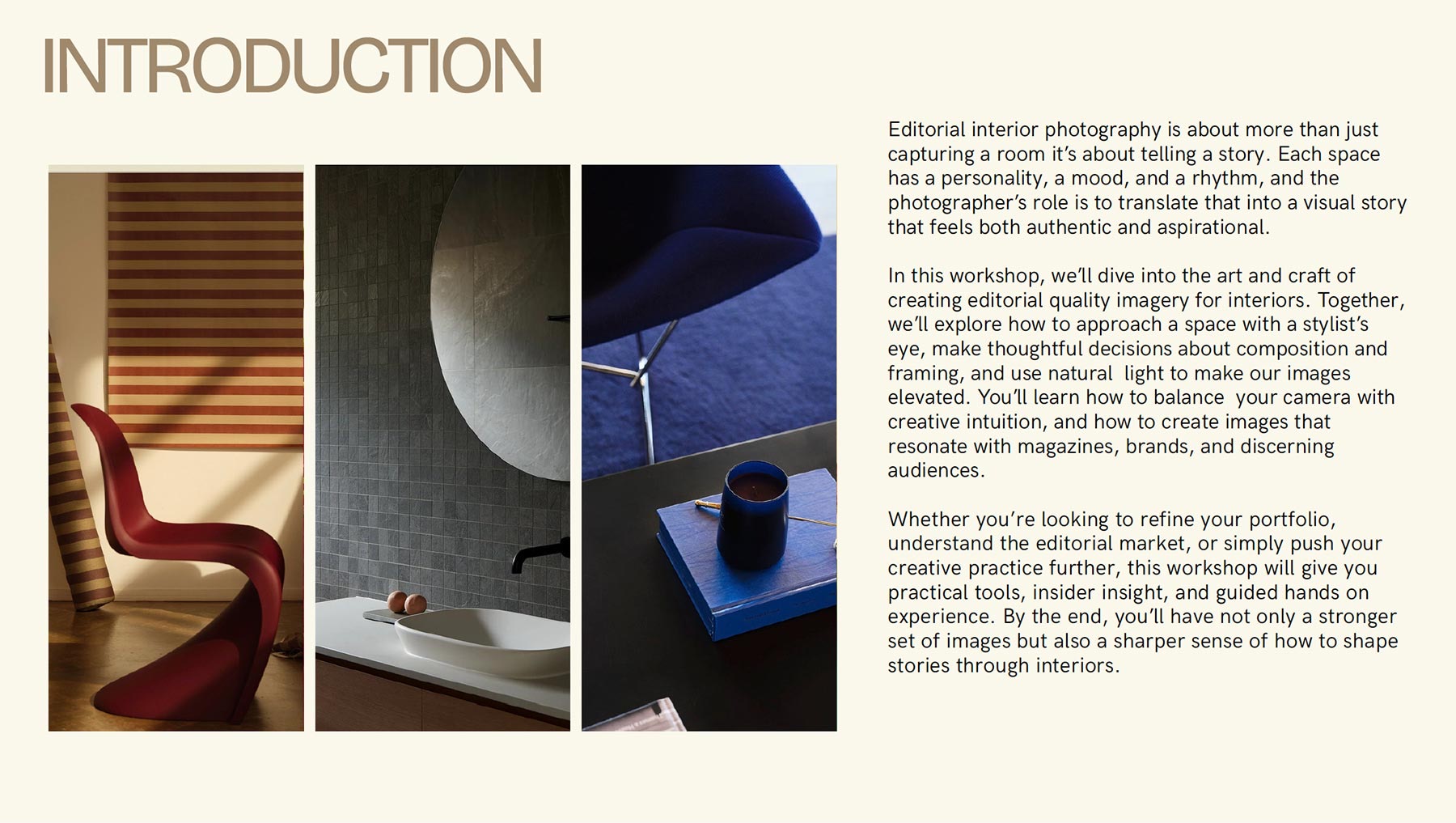 Interiors masterclass introduction